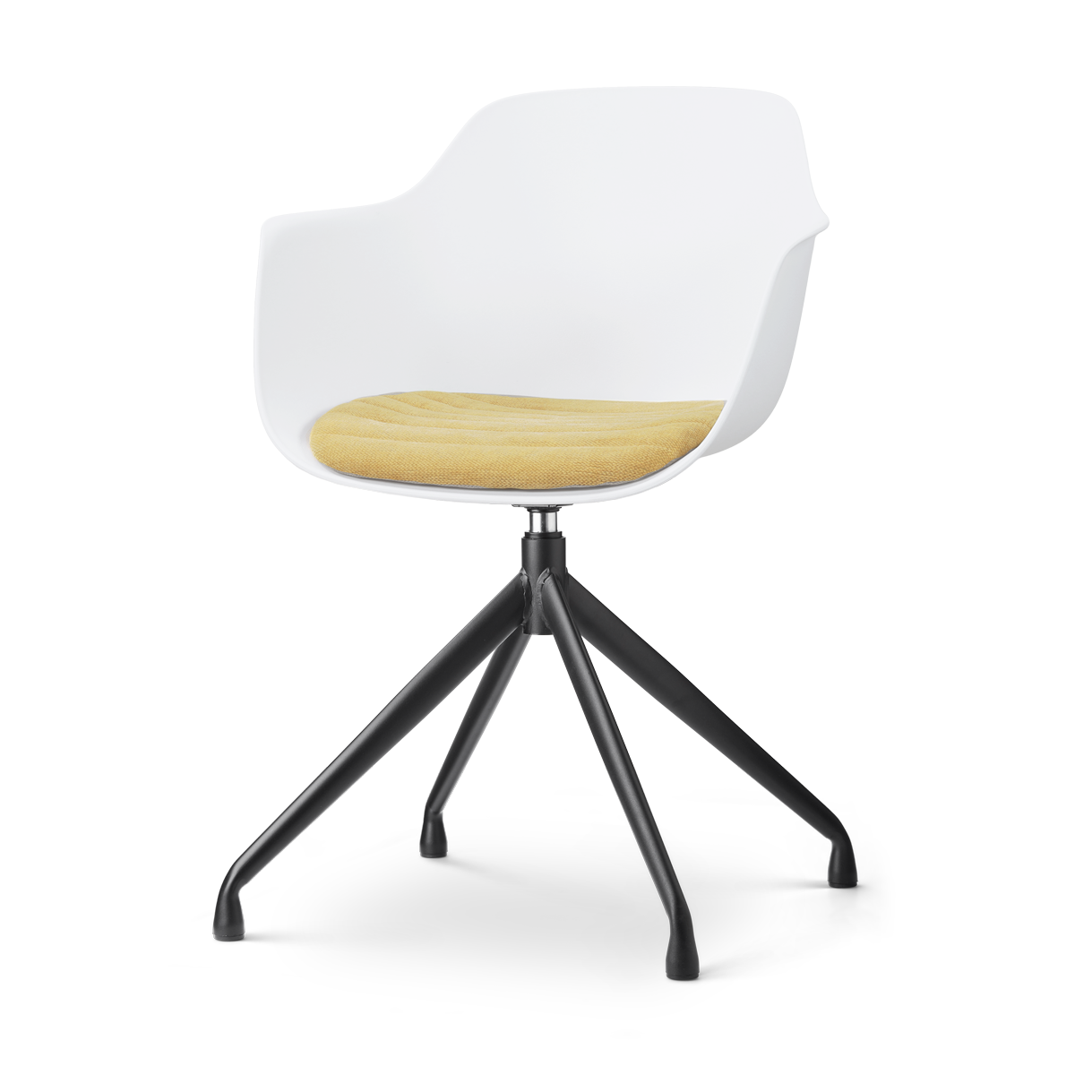 Nolon Nola-Liz draaibare eetkamerstoel wit met warm oker zitkussen - zwart onderstel