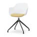 Nola-Liz draaibare eetkamerstoel wit met warm oker zitkussen - zwart onderstel