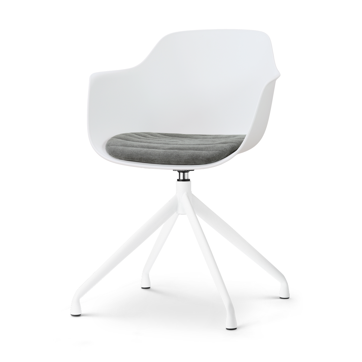 Nolon Nola-Liz draaibare eetkamerstoel wit met zeegrijs zitkussen - wit onderstel