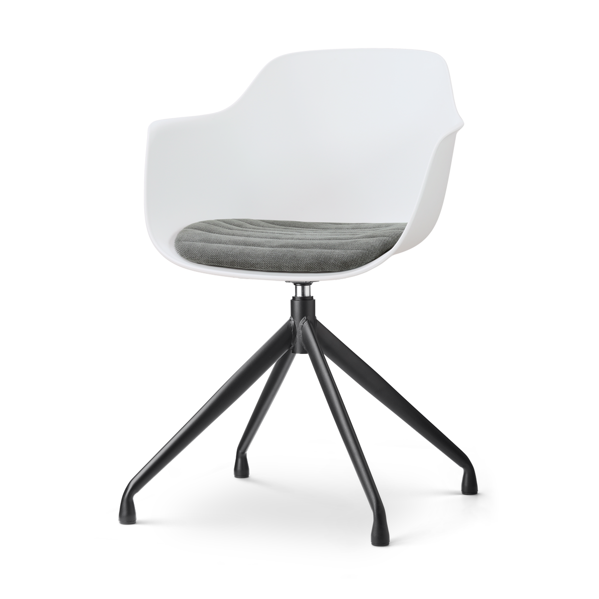 Nola-Liz draaibare eetkamerstoel wit met zeegrijs zitkussen - zwart onderstel