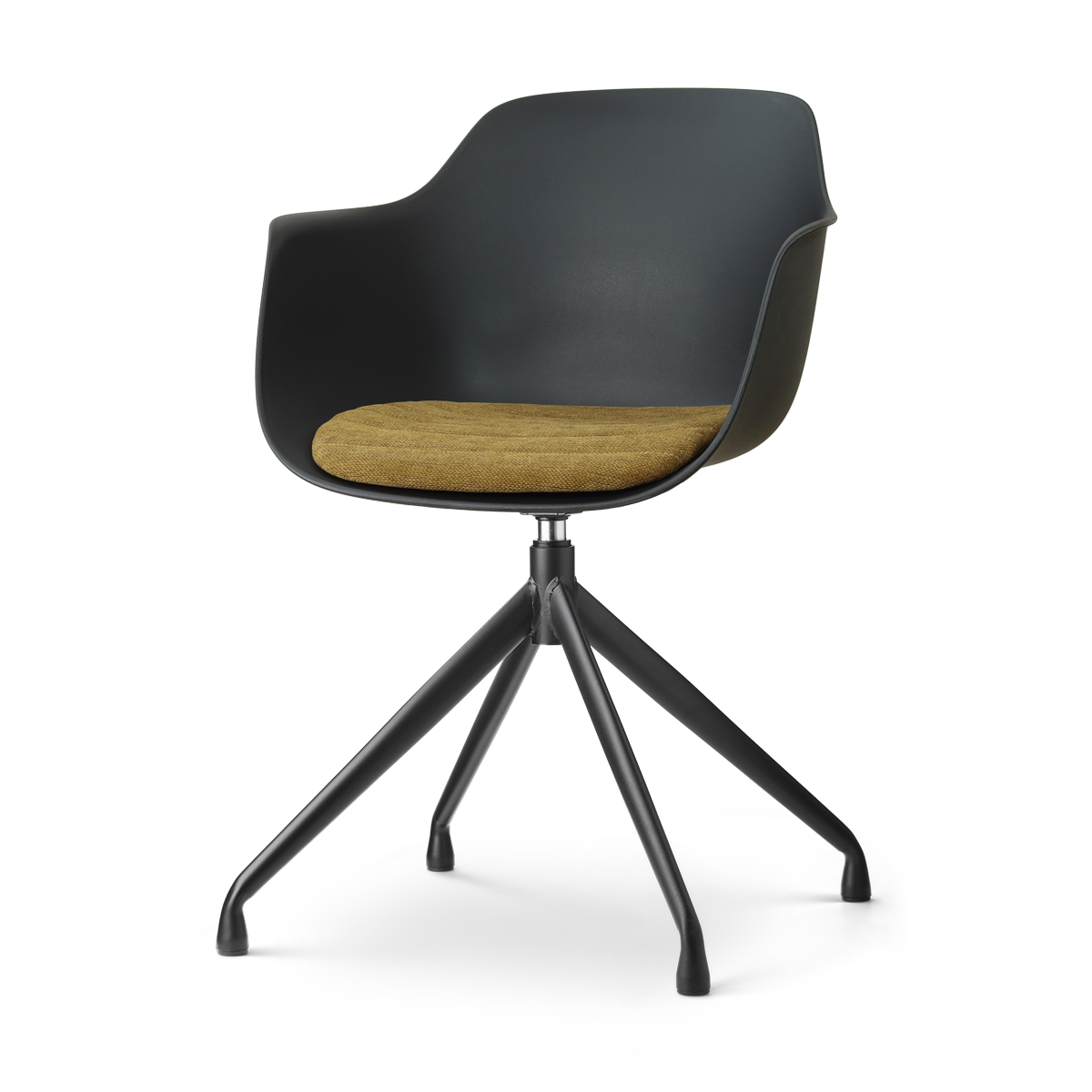 Nola-Liz draaibare eetkamerstoel zwart met mosgroen zitkussen - zwart onderstel