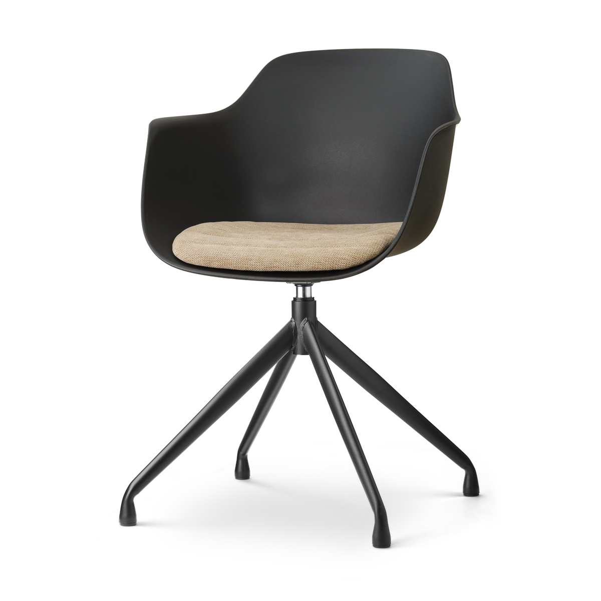Nola-Liz draaibare eetkamerstoel zwart met nougatbruin zitkussen - zwart onderstel