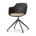 Nola-Liz draaibare eetkamerstoel zwart met nougatbruin zitkussen - zwart onderstel