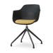 Nola-Liz draaibare eetkamerstoel zwart met warm oker zitkussen - zwart onderstel