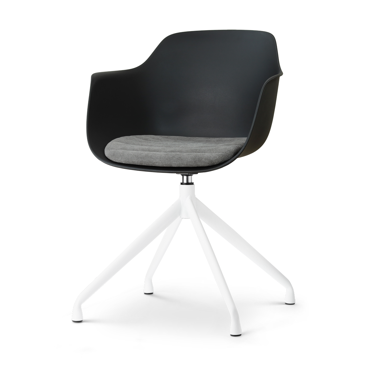 Nolon Nola-Liz draaibare eetkamerstoel zwart met zeegrijs zitkussen - wit onderstel