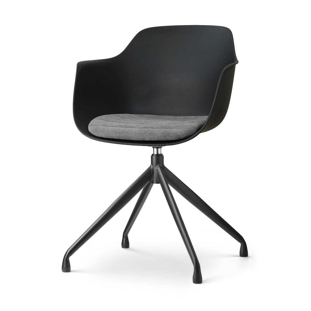Nola-Liz draaibare eetkamerstoel zwart met zeegrijs zitkussen - zwart onderstel