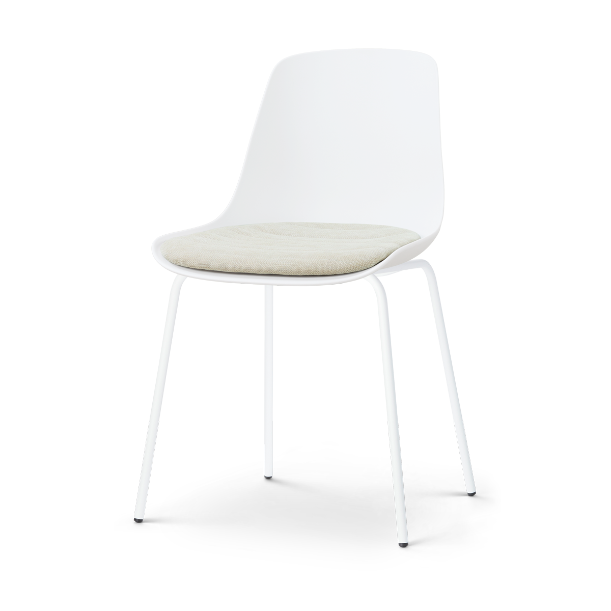 Nolon Nora-Liv eetkamerstoel wit met naturelbeige zitkussen - wit onderstel