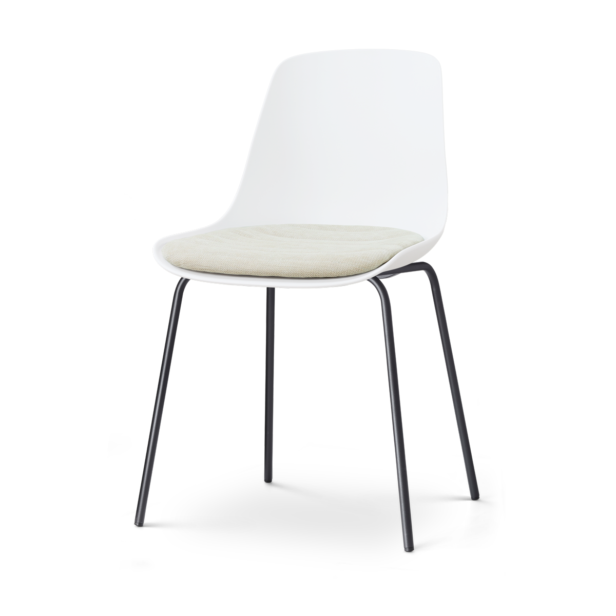 Nolon Nora-Liv eetkamerstoel wit met naturelbeige zitkussen - zwart onderstel