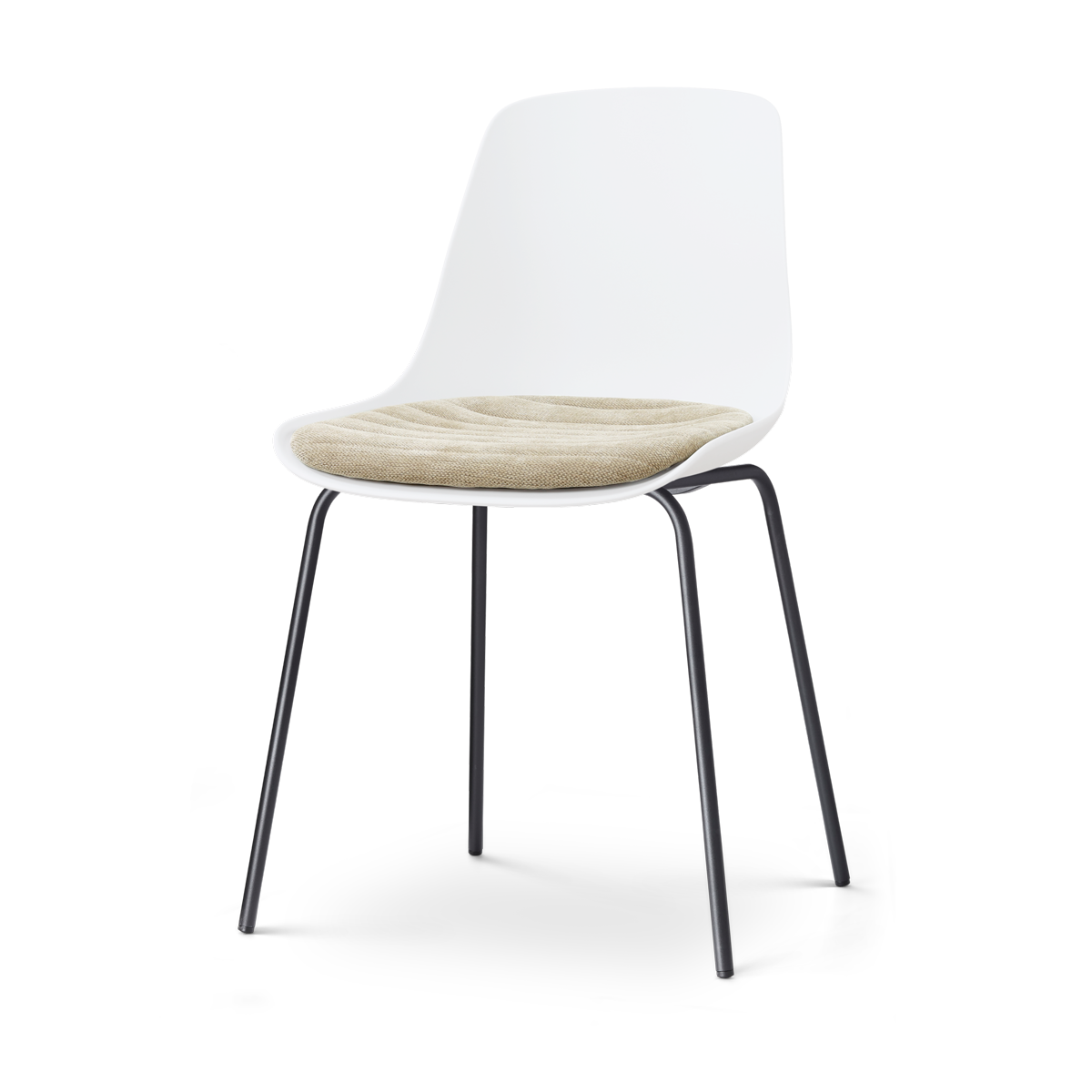 Nolon Nora-Liv eetkamerstoel wit met nougatbruin zitkussen - zwart onderstel