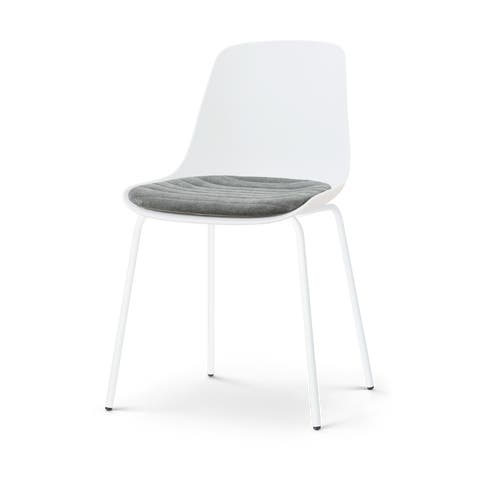 Nora-Liv eetkamerstoel wit met zeegrijs zitkussen - wit onderstel