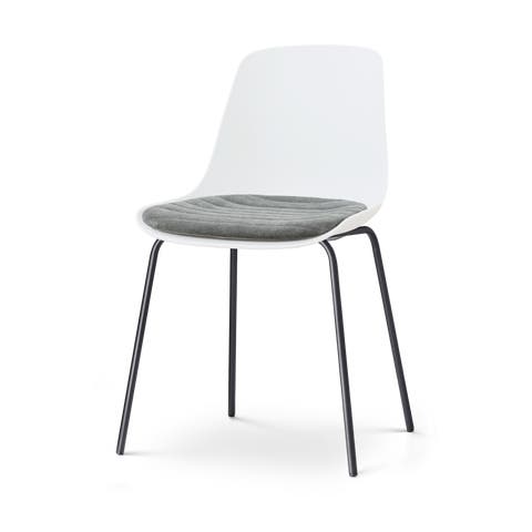 Nora-Liv eetkamerstoel wit met zeegrijs zitkussen - zwart onderstel