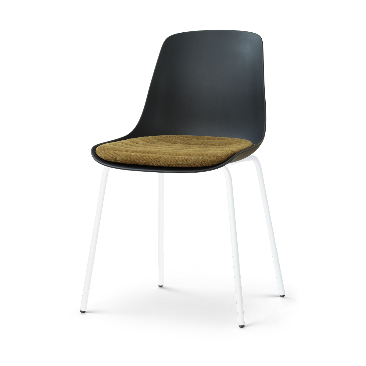 Nolon Nora-Liv eetkamerstoel zwart met mosgroen zitkussen - wit onderstel