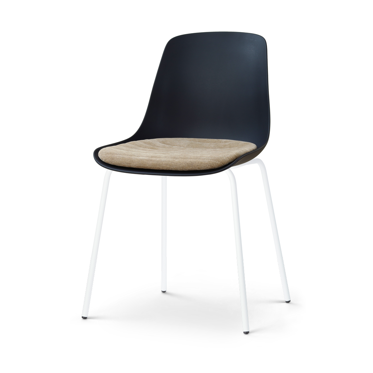 Nolon Nora-Liv eetkamerstoel zwart met nougatbruin zitkussen - wit onderstel