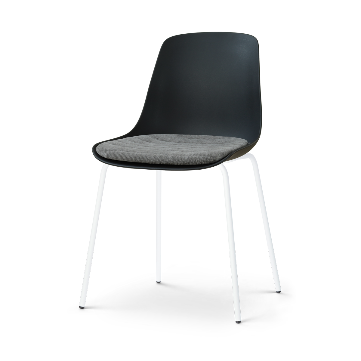Nora-Liv eetkamerstoel zwart met zeegrijs zitkussen - wit onderstel
