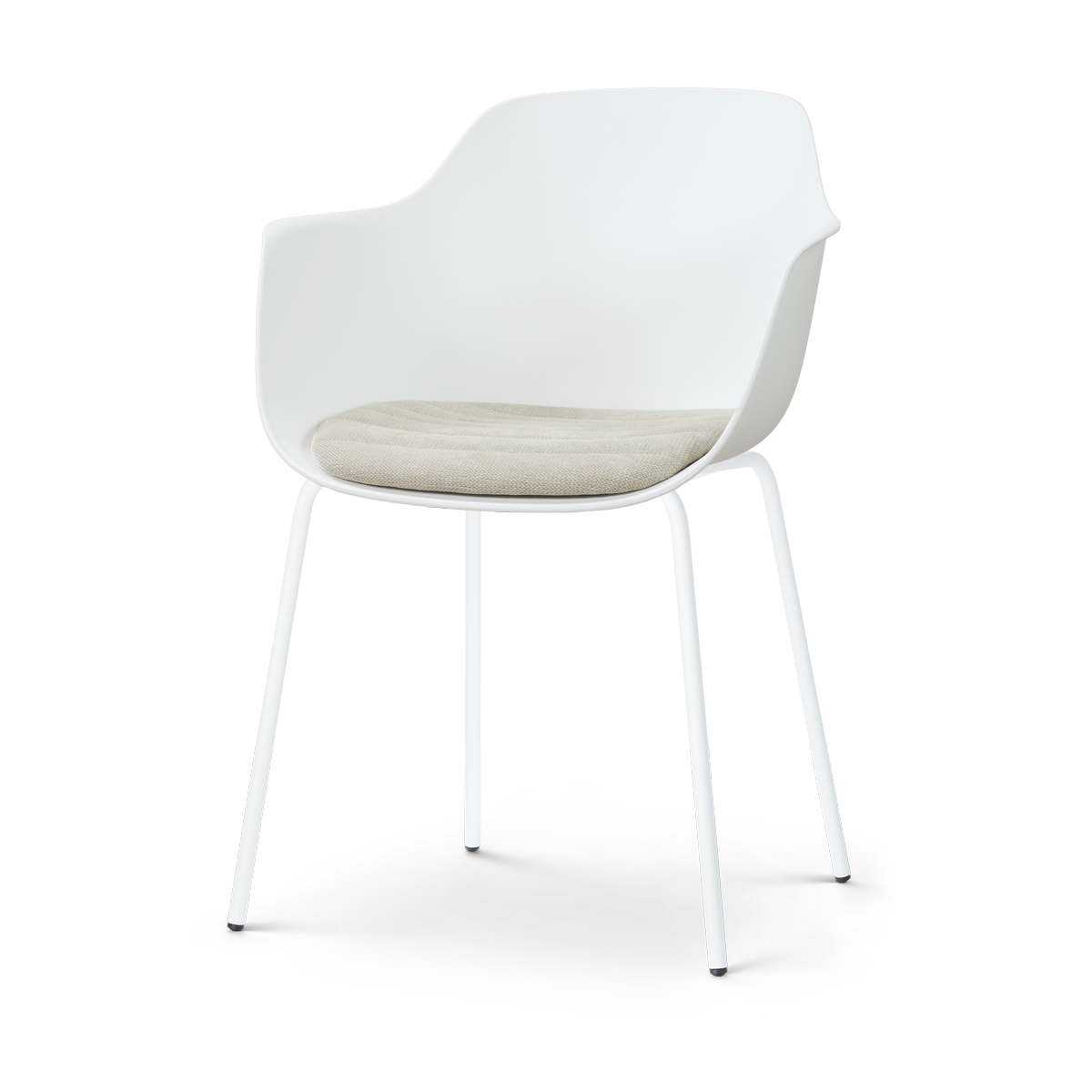 Nolon Nora-Liz eetkamerstoel wit met naturelbeige zitkussen - wit onderstel