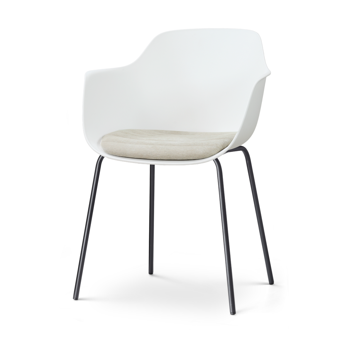 Nolon Nora-Liz eetkamerstoel wit met naturelbeige zitkussen - zwart onderstel
