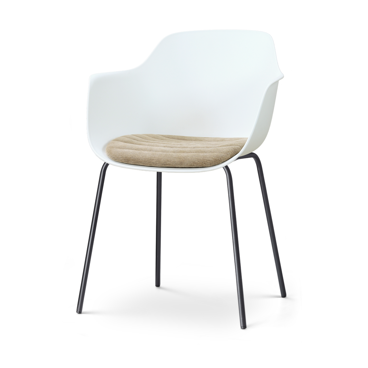 Nolon Nora-Liz eetkamerstoel wit met nougatbruin zitkussen - zwart onderstel