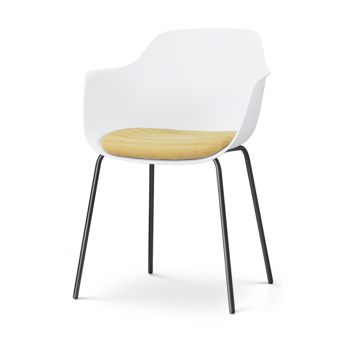 Nolon Nora-Liz eetkamerstoel wit met warm oker zitkussen - zwart onderstel