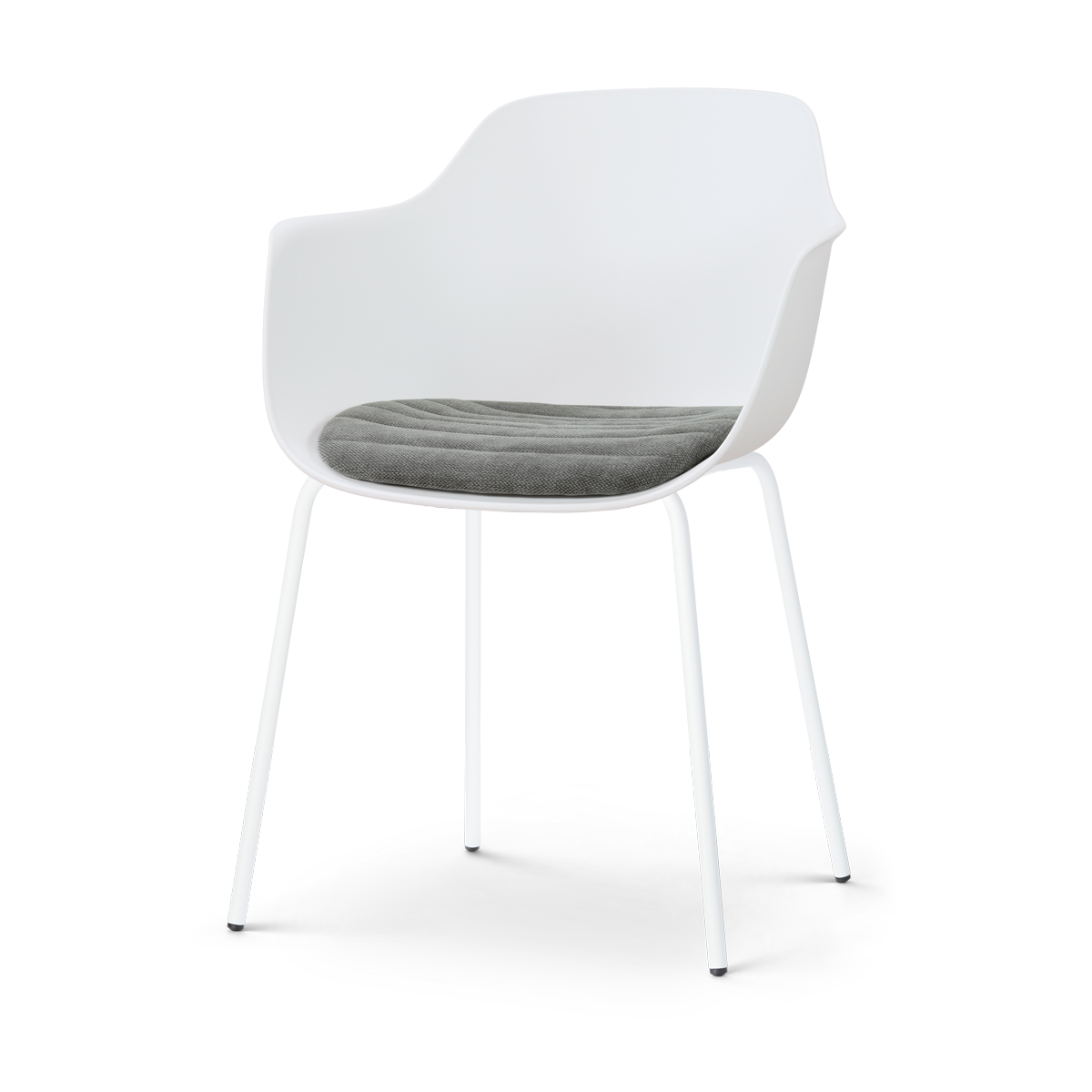 Nora-Liz eetkamerstoel wit met zeegrijs zitkussen - wit onderstel