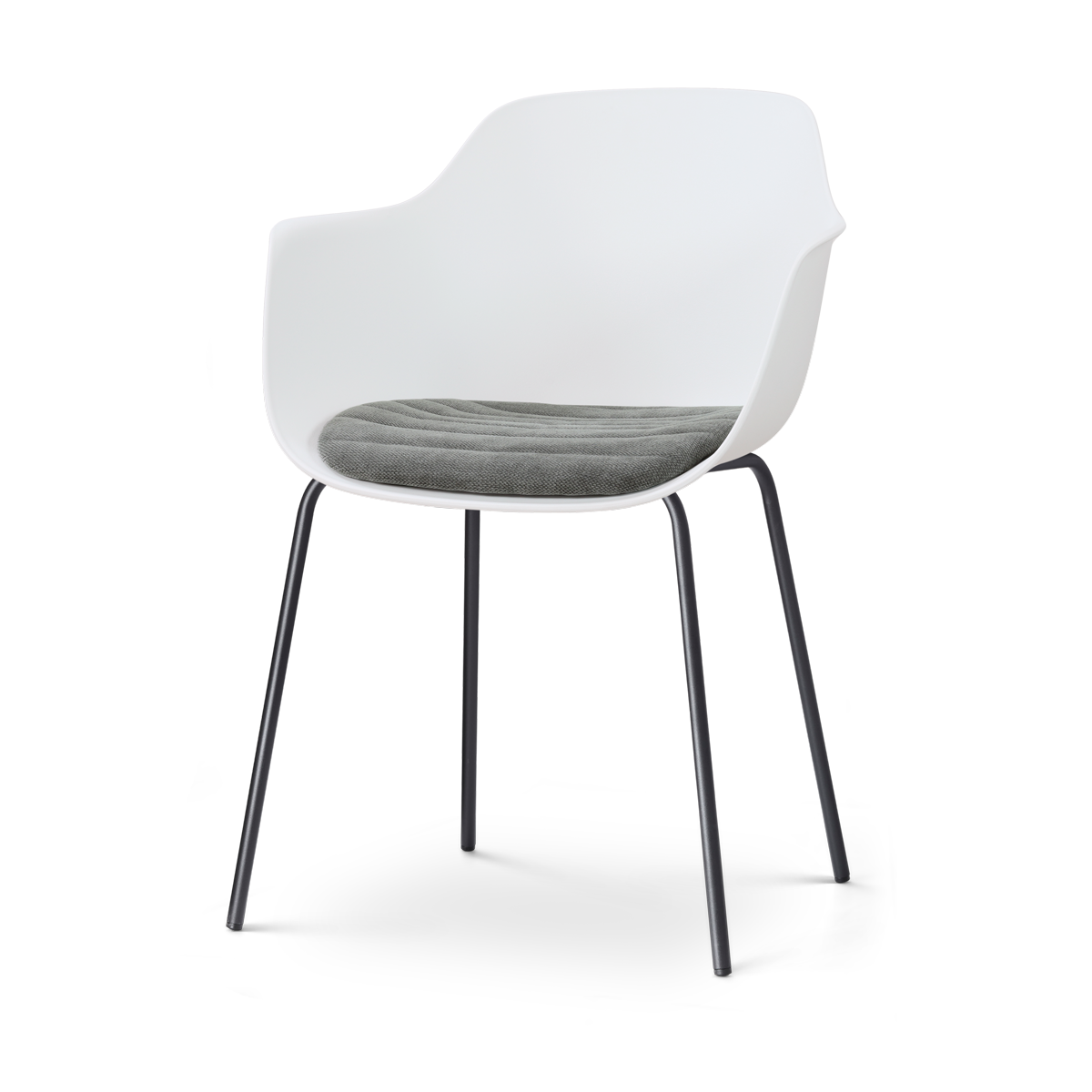 Nolon Nora-Liz eetkamerstoel wit met zeegrijs zitkussen - zwart onderstel
