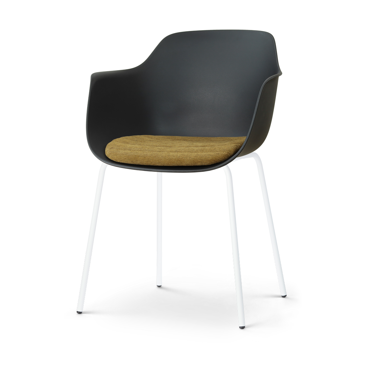 Nora-Liz eetkamerstoel zwart met mosgroen zitkussen - wit onderstel