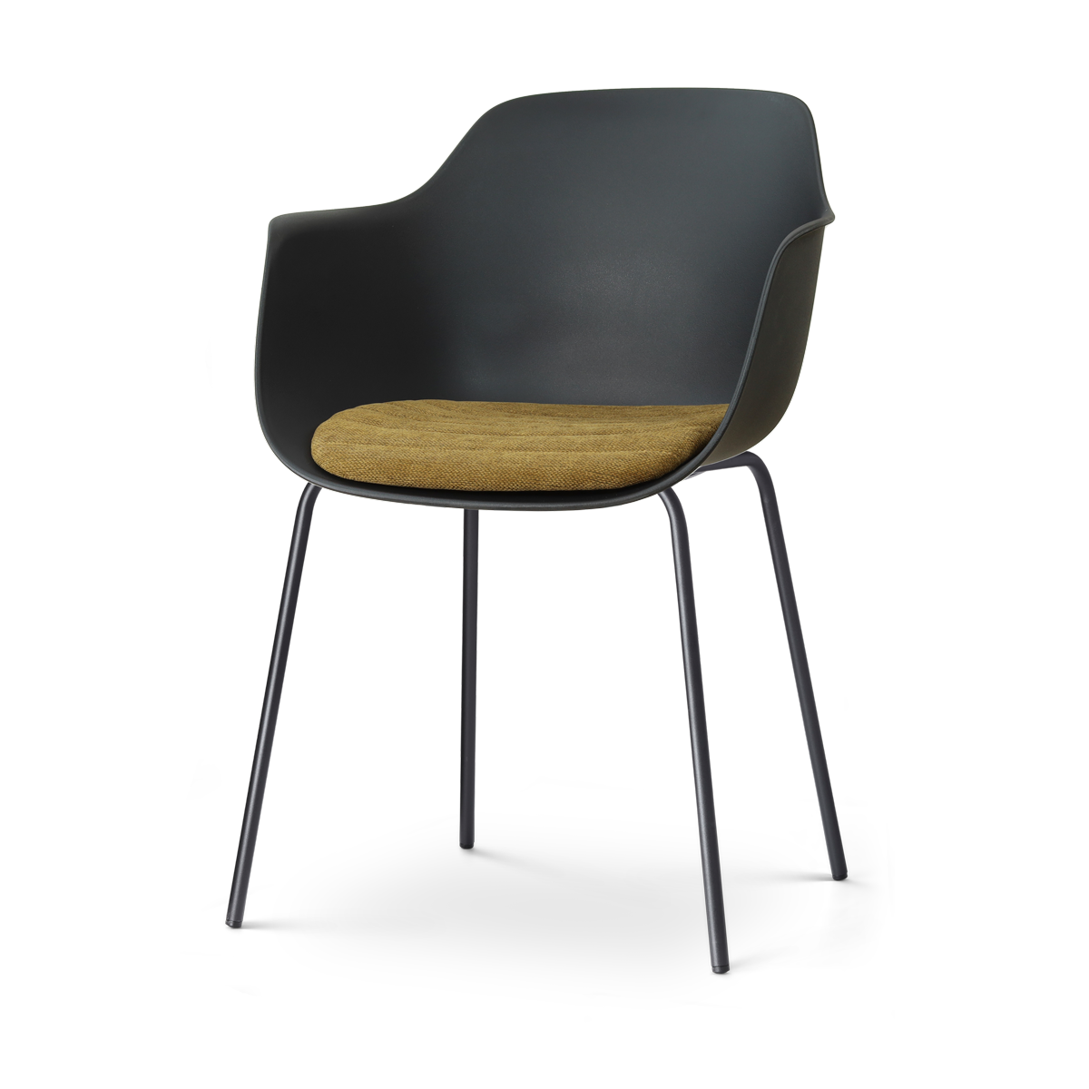 Nora-Liz eetkamerstoel zwart met mosgroen zitkussen - zwart onderstel