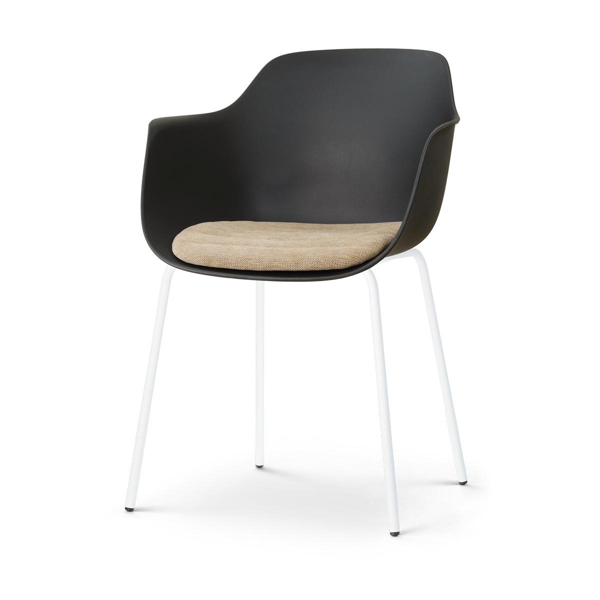 Nora-Liz eetkamerstoel zwart met nougatbruin zitkussen - wit onderstel