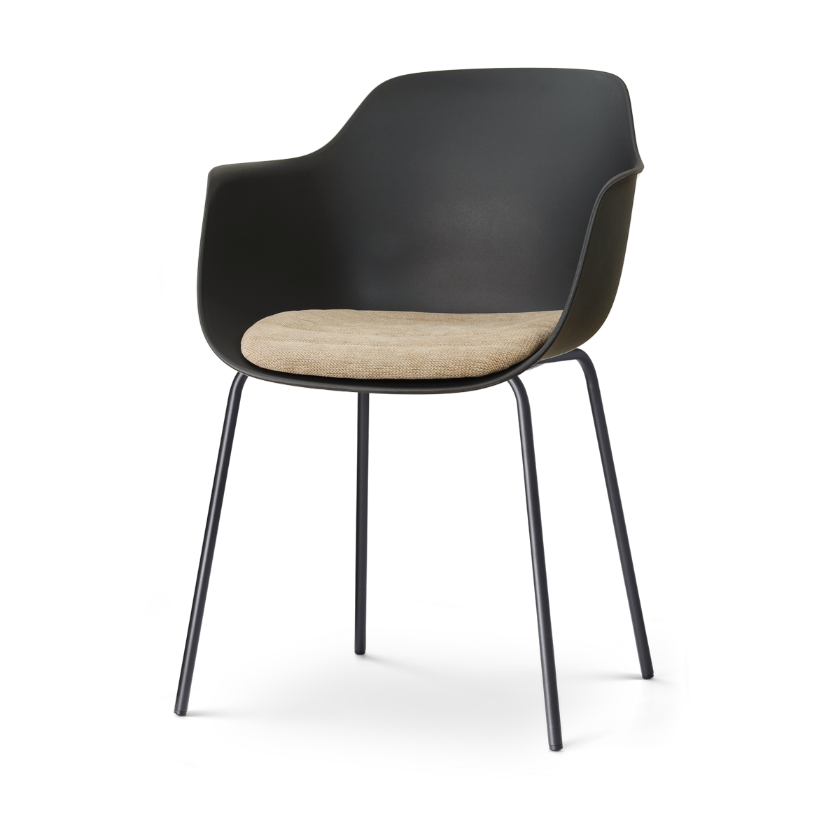 Nora-Liz eetkamerstoel zwart met nougatbruin zitkussen - zwart onderstel