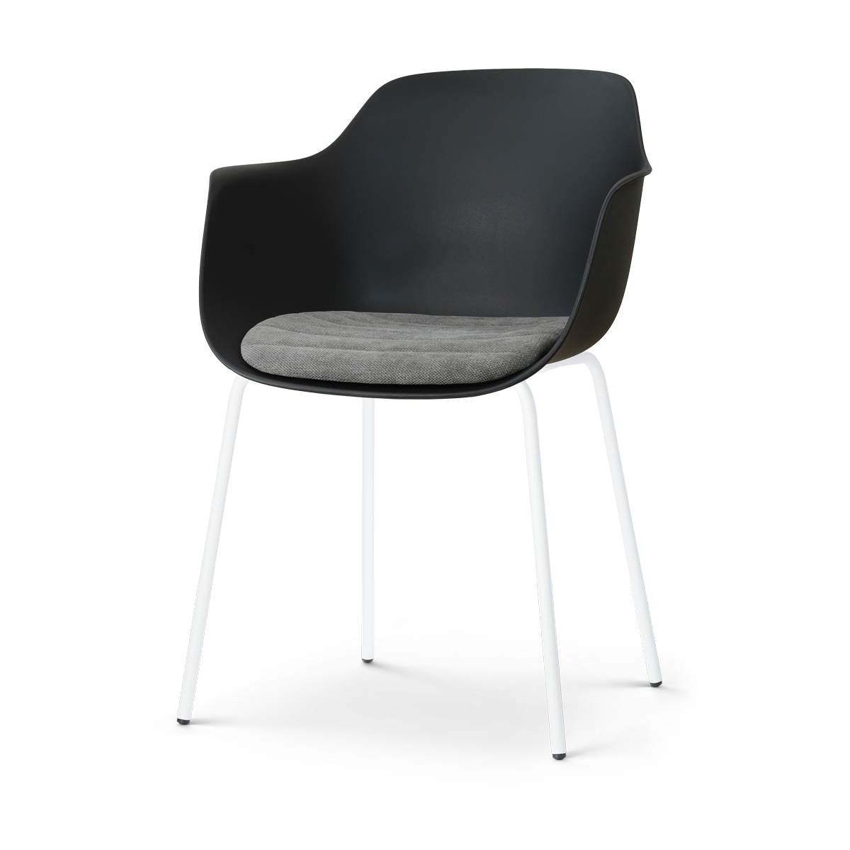 Nolon Nora-Liz eetkamerstoel zwart met zeegrijs zitkussen - wit onderstel