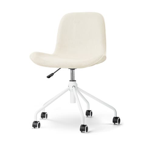 Nout-Fé bureaustoel rib beige - wit onderstel