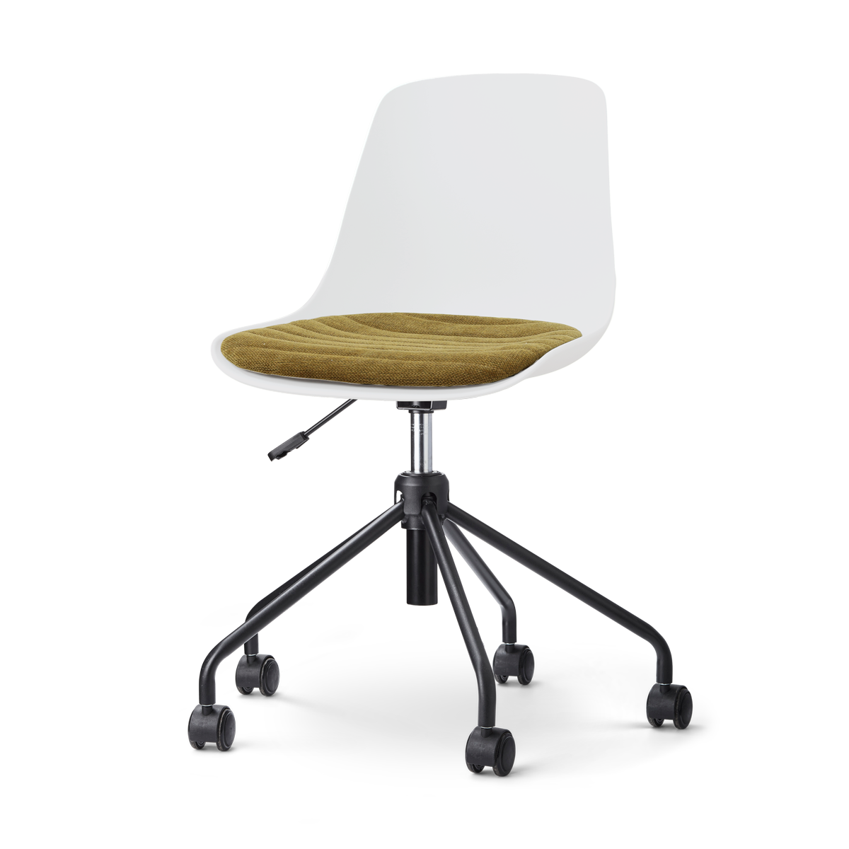 Nout-Liv eetkamerstoel wit met mosgroen zitkussen - zwart onderstel