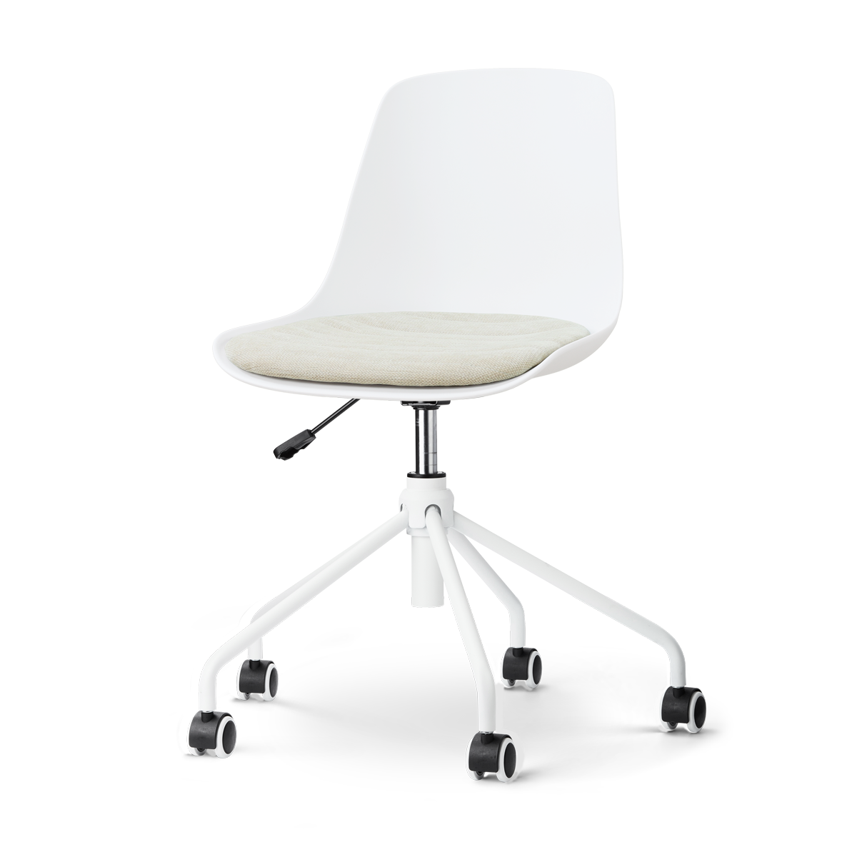 Nolon Nout-Liv eetkamerstoel wit met naturelbeige zitkussen - wit onderstel