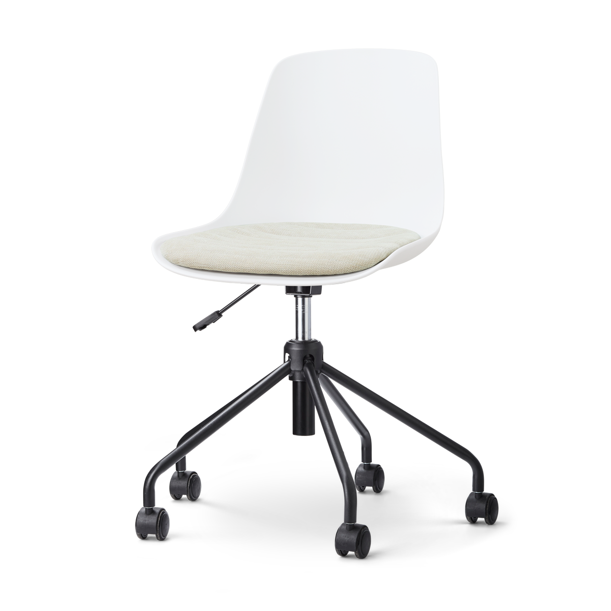 Nout-Liv eetkamerstoel wit met naturelbeige zitkussen - zwart onderstel