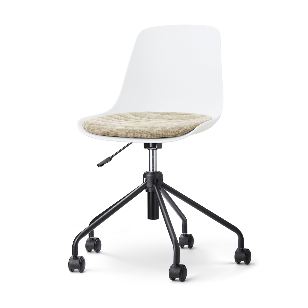 Nout-Liv eetkamerstoel wit met nougatbruin zitkussen - zwart onderstel