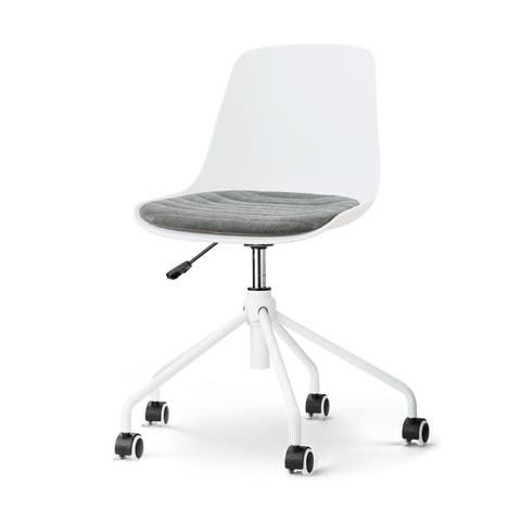 Nout-Liv eetkamerstoel wit met zeegrijs zitkussen - wit onderstel