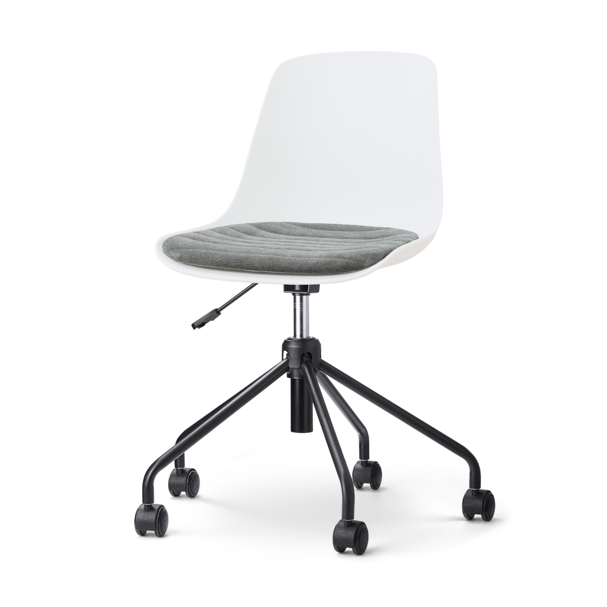 Nout-Liv eetkamerstoel wit met zeegrijs zitkussen - zwart onderstel