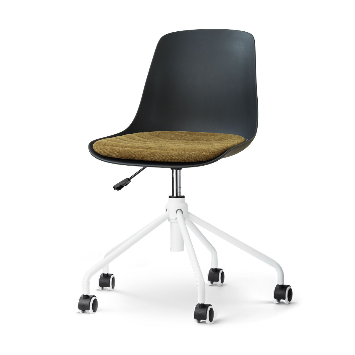 Nolon Nout-Liv eetkamerstoel zwart met mosgroen zitkussen - wit onderstel