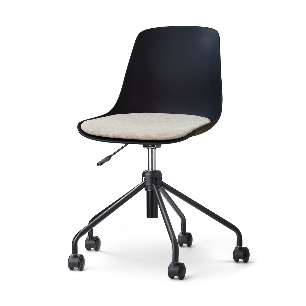 Nolon Nout-Liv eetkamerstoel zwart met naturelbeige zitkussen - zwart onderstel