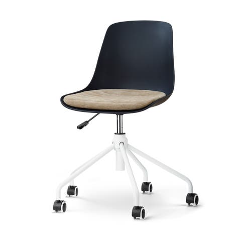 Nout-Liv eetkamerstoel zwart met nougatbruin zitkussen - wit onderstel