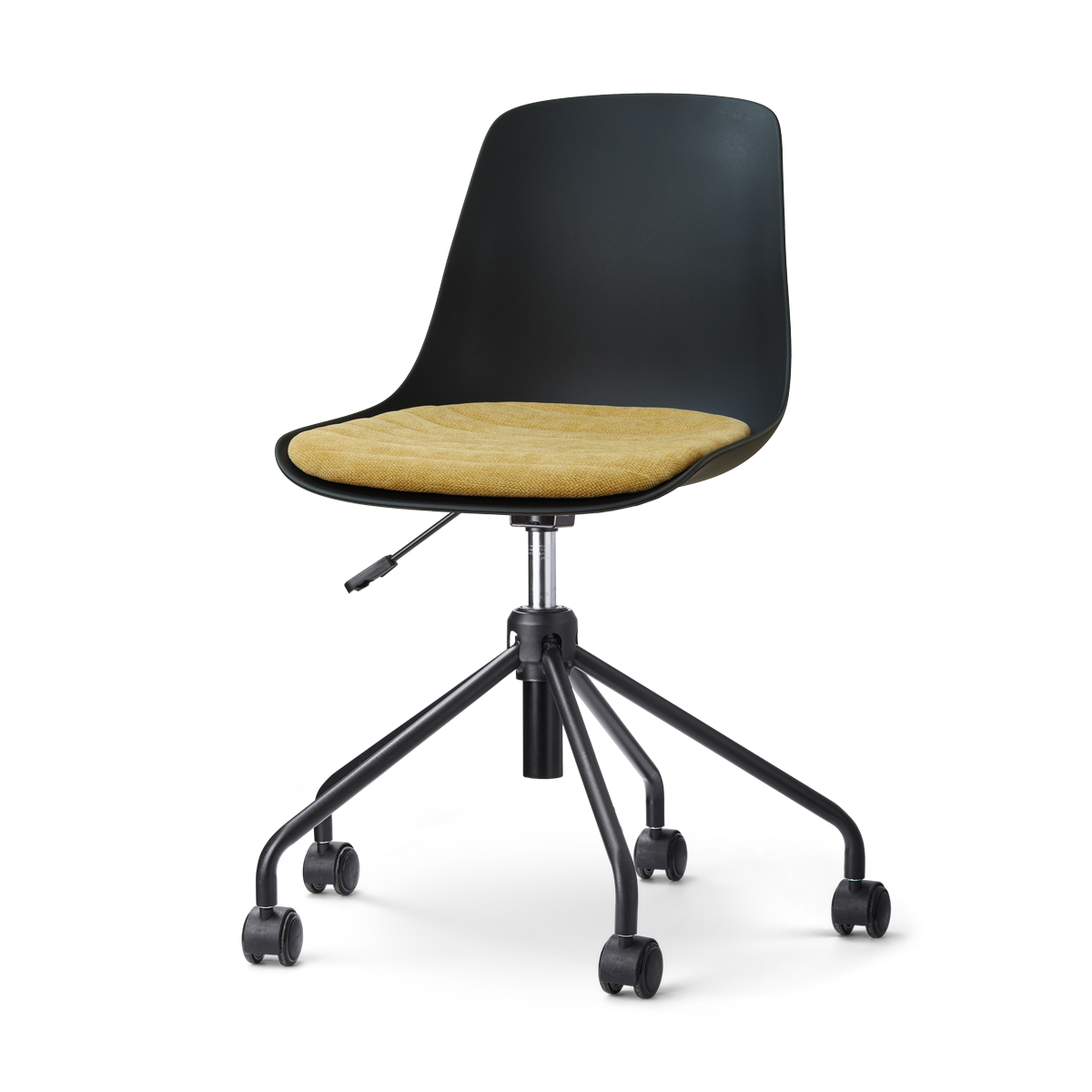 Nolon Nout-Liv eetkamerstoel zwart met warm oker zitkussen - zwart onderstel