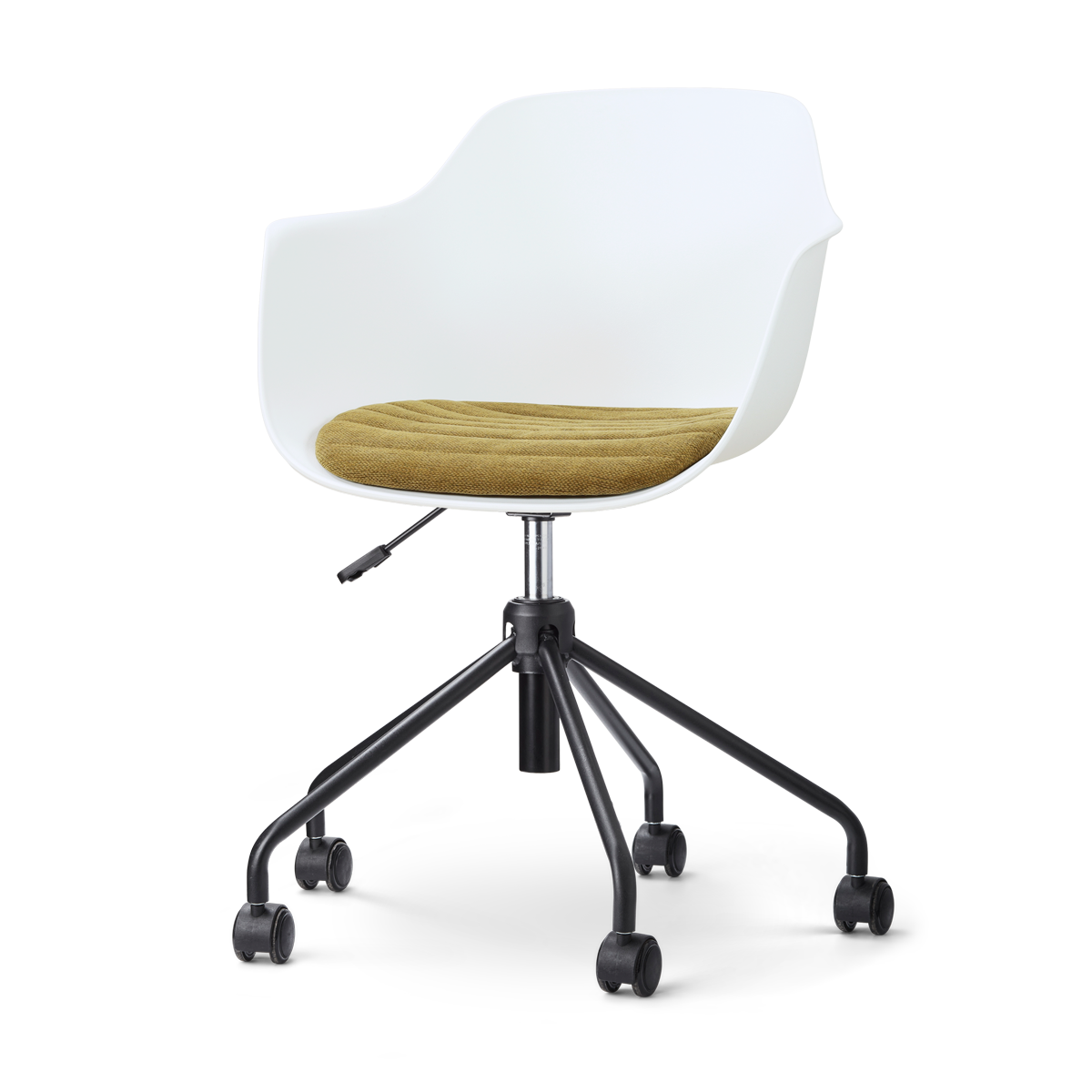 Nout-Liz eetkamerstoel wit met mosgroen zitkussen - zwart onderstel