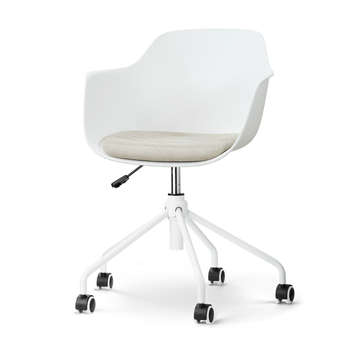 Nolon Nout-Liz eetkamerstoel wit met naturelbeige zitkussen - wit onderstel