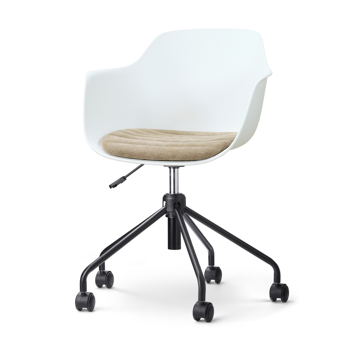 Nolon Nout-Liz eetkamerstoel wit met nougatbruin zitkussen - wit onderstel