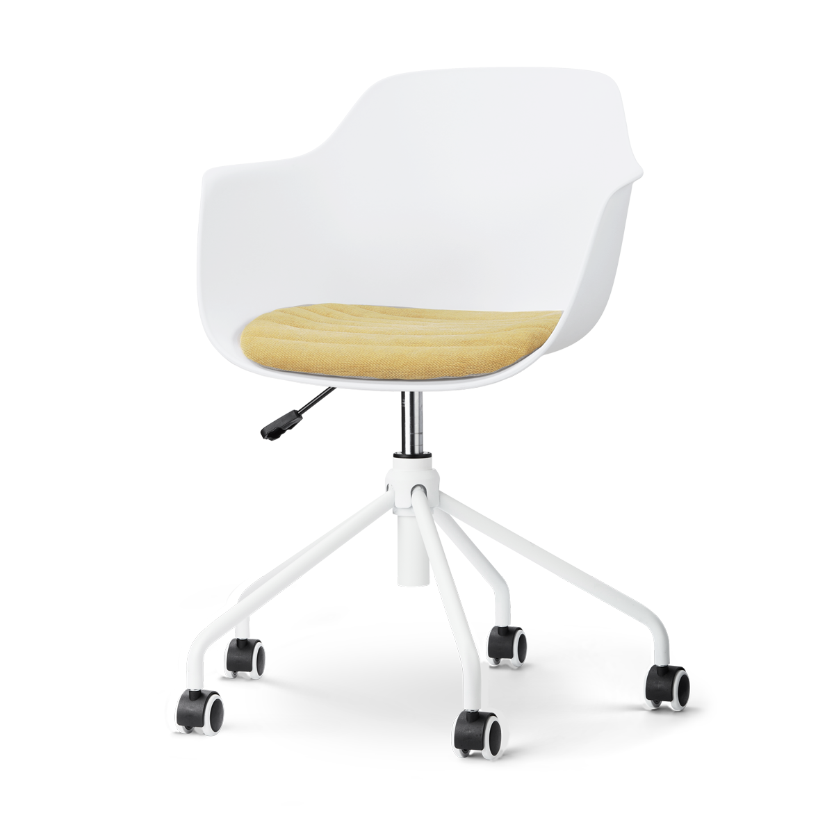 Nolon Nout-Liz eetkamerstoel wit met warm oker zitkussen - wit onderstel