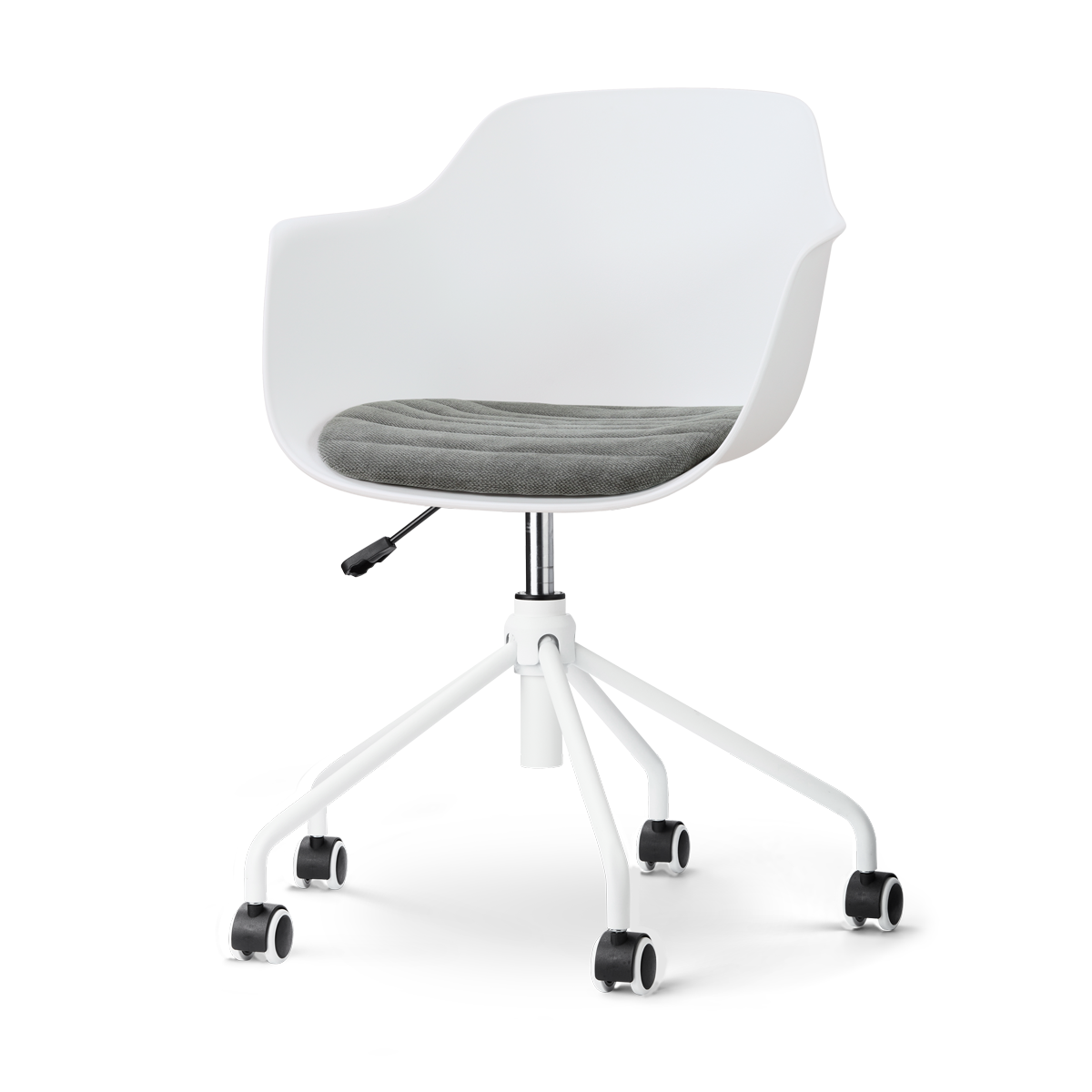 Nolon Nout-Liz eetkamerstoel wit met zeegrijs zitkussen - wit onderstel