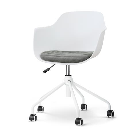 Nout-Liz eetkamerstoel wit met zeegrijs zitkussen - wit onderstel