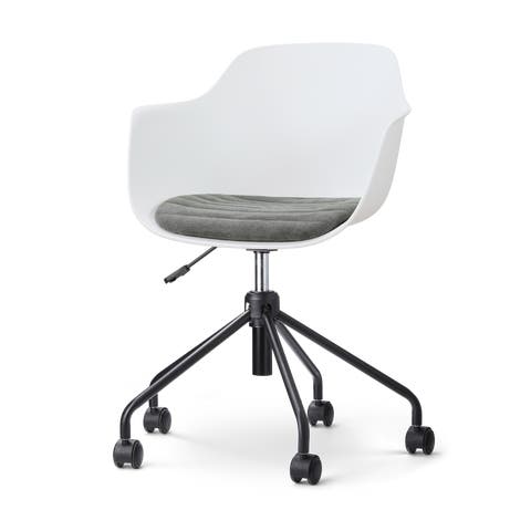 Nout-Liz eetkamerstoel wit met zeegrijs zitkussen - zwart onderstel