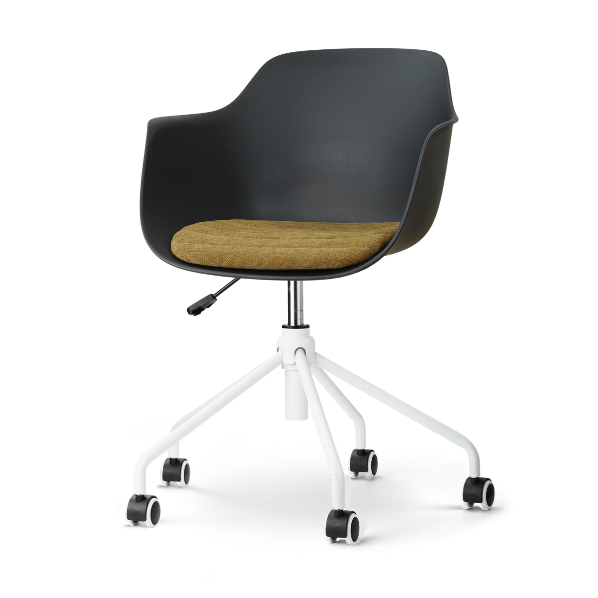 Nolon Nout-Liz eetkamerstoel zwart met mosgroen zitkussen - wit onderstel