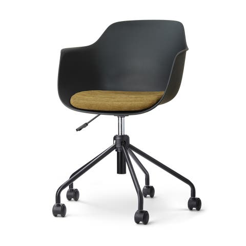 Nout-Liz eetkamerstoel zwart met mosgroen zitkussen - zwart onderstel