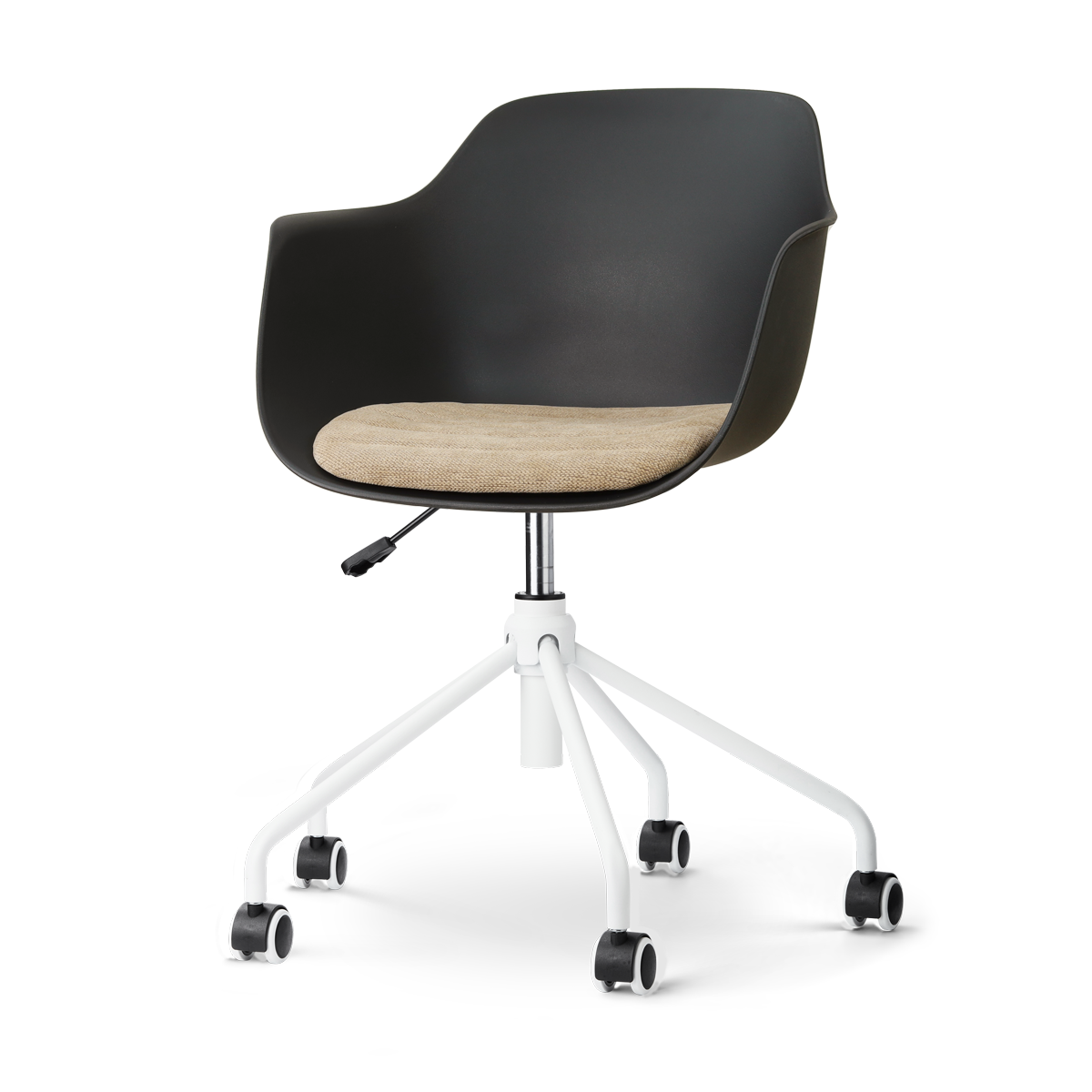 Nolon Nout-Liz eetkamerstoel zwart met nougatbruin zitkussen - wit onderstel